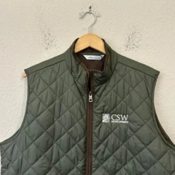 PETER MILLAR Essex Quilted Vest Olive Green Full Zip Jacket Company NWT - Picture 3 of 12